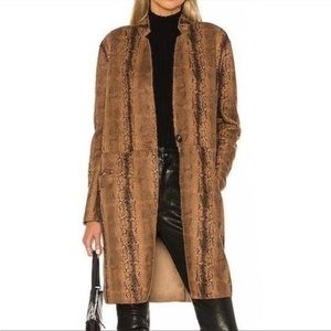 BLANKNYC Snake Print Soft Faux Suede Long Coat Size Small
